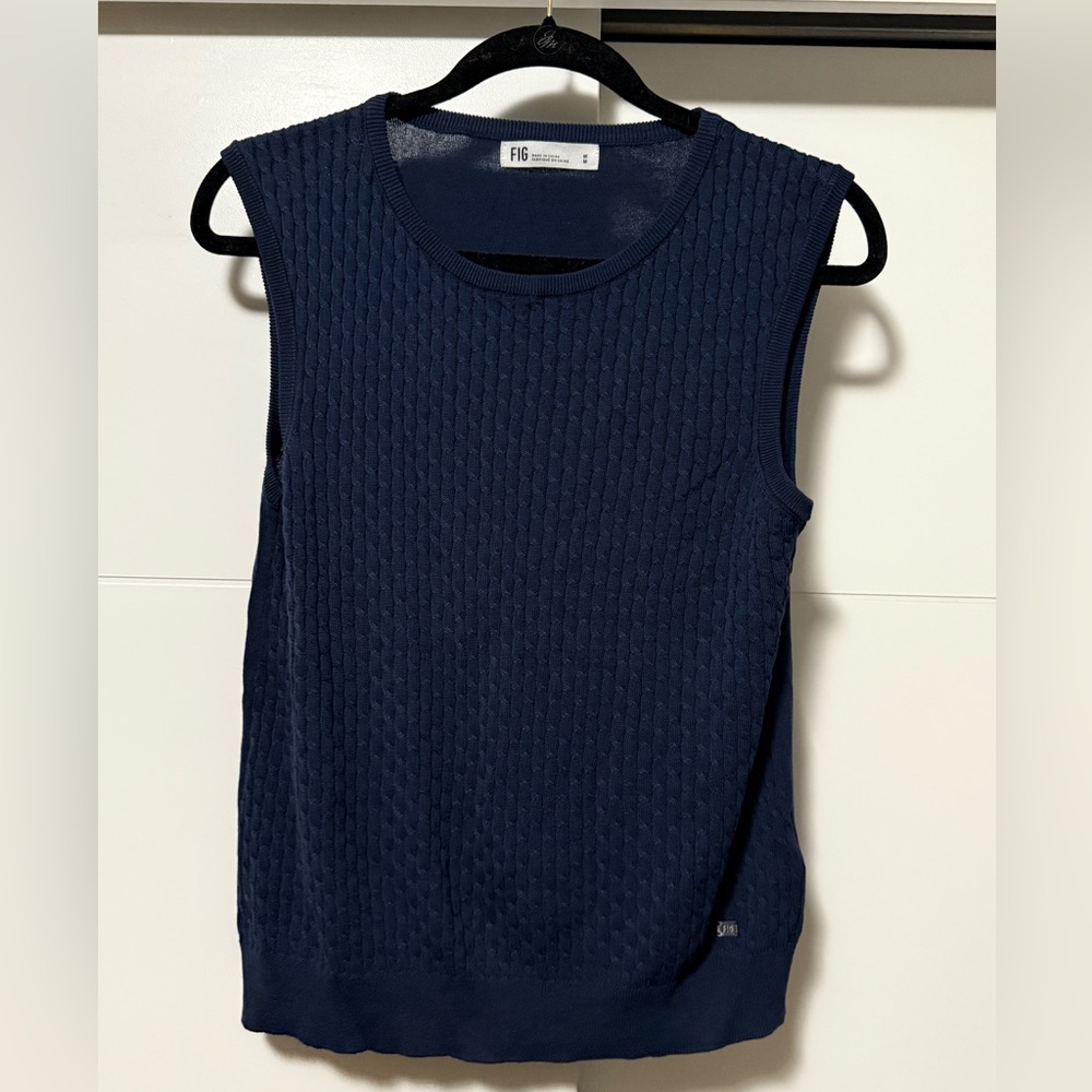 Figs Navy Textured Tank Top